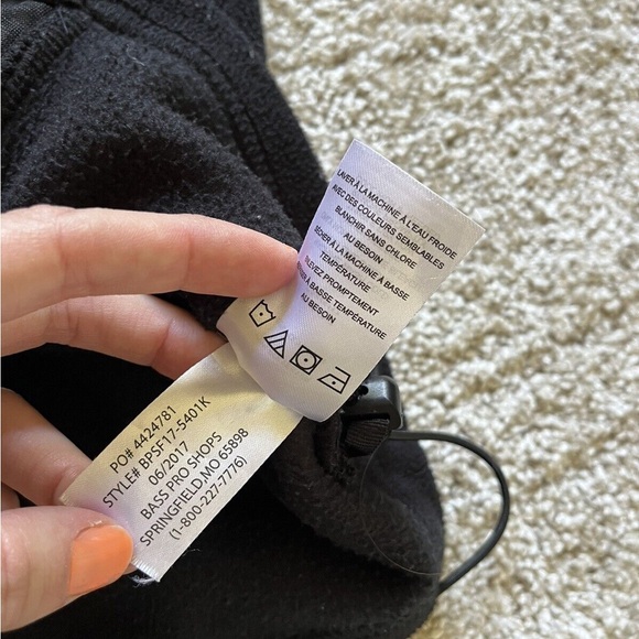 Bass Pro Shop Men’s Black Fleece Jacket Size Large Full Zip Pockets - Picture 8 of 12